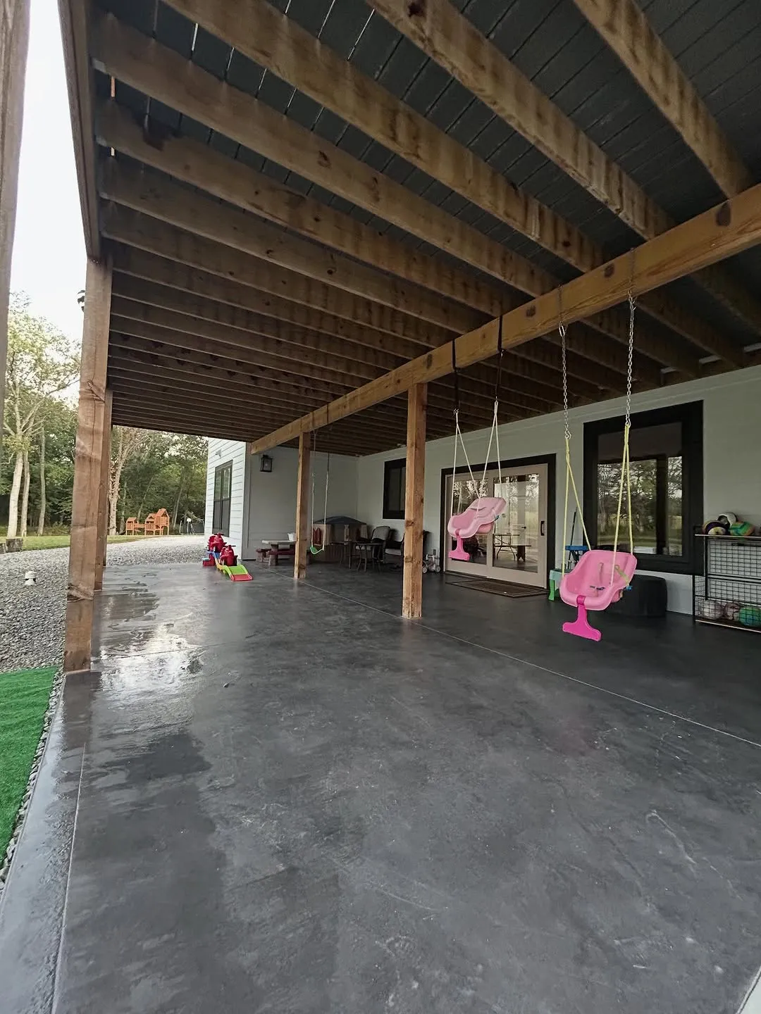 Covered patio floor coating